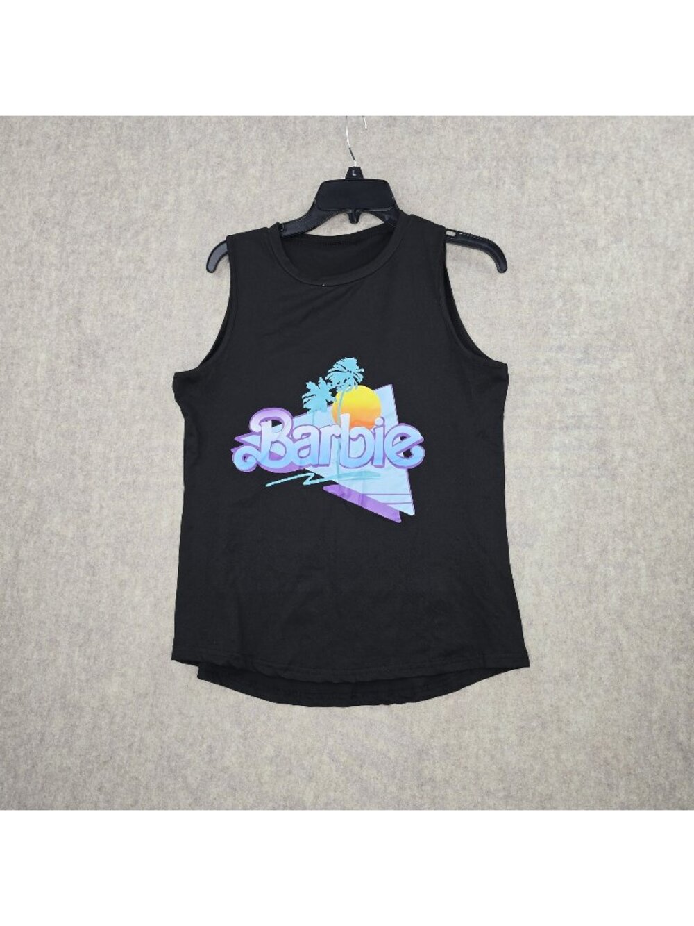 Barbie Womens Sleeveless Tank Top Black Multicolor Size Large 100% Polyester
